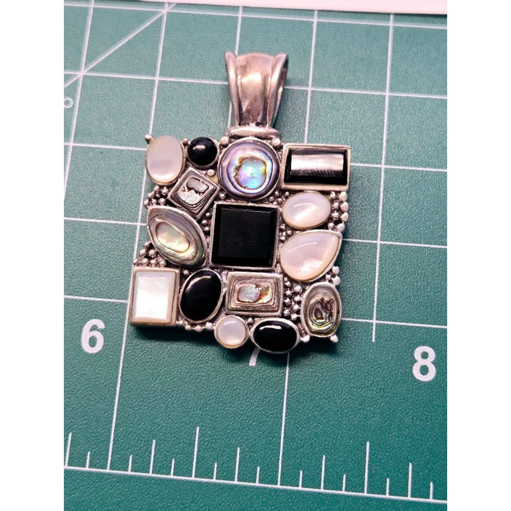 Vintage multi stones 925 sterling pendant